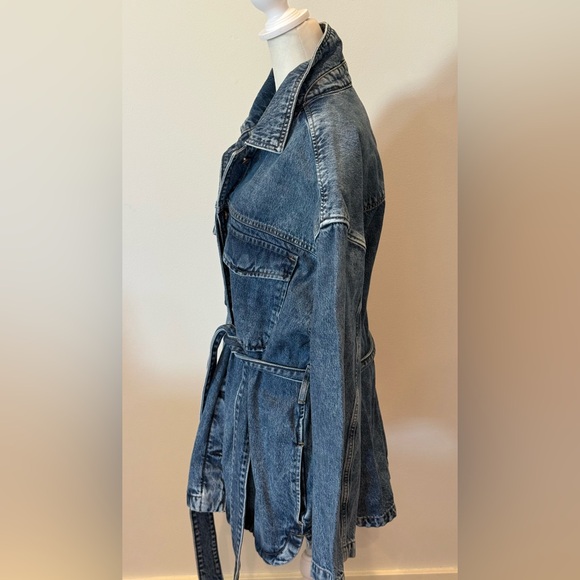 GAP Blue Denim Women's Jacket with Belt - Picture 3 of 14